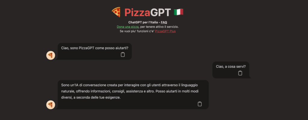 Cosa è PizzaGPT